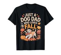 Just a Dog Dad Who Loves Fall Cute Autumn Dog Dad Pumpkins Maglietta
