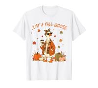 Just A Fall Goose - Simpatico Design Autunnale a Forma di Zucca di caffè Maglietta
