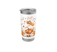 Just a Fall - Maglione con motivo a zucca d'oca e foglie autunnali, colore: caffè Bicchiere termico in acciaio inox doppia parete