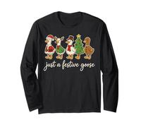Just A Festive Goose Christmas Silly Goose Divertente Natale Maglia a Manica