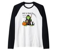 Just a Frog Doing Grim Things - Rana di Halloween - Rana Divertente Maglia con Maniche Raglan