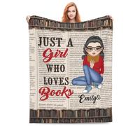 Just A Girl Coperta da Lettura Personalizzata - Plaid Personalizzato per Libri per Biblioteca, Regali per Amanti dei Libri, Donne, Sorella, Migliore Amica, Natale, Compleanno