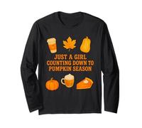 Just A Girl Counting Down To Pumpkin Season Autunno Maglia a Manica