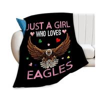 Just A Girl Who Love Eagles Coperta decorativa con aquila, idea regalo per donne e uomini, super calda e morbida, in pile leggero, coperta per divano, biancheria da letto, per bambini, ragazze,
