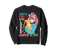 Just a Girl Who Loves Anime And Cats Kawaii Anime Cat Girl Felpa