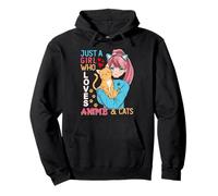 Just a Girl Who Loves Anime And Cats Kawaii Anime Cat Girl Felpa con Cappuccio
