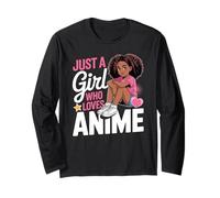 Just a Girl Who Loves Anime Carino Kawaii Nero Donne Uomini Maglia a Manica