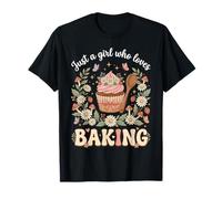 Just A Girl Who Loves Baking Cute Cottagecore Cupcake Pasticceria Maglietta