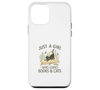 Just a Girl Who Loves Books and Cats Pastel Reading Cat Custodia per iPhone 12 mini