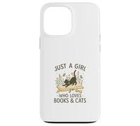 Just a Girl Who Loves Books and Cats Pastel Reading Cat Custodia per iPhone 13 Pro Max