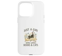 Just a Girl Who Loves Books and Cats Pastel Reading Cat Custodia per iPhone 15 Pro Max