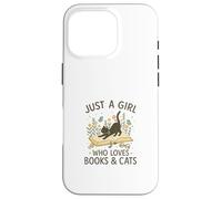 Just a Girl Who Loves Books and Cats Pastel Reading Cat Custodia per iPhone 16 Pro
