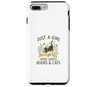 Just a Girl Who Loves Books and Cats Pastel Reading Cat Custodia per iPhone 7 Plus/8 Plus
