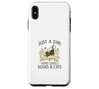 Just a Girl Who Loves Books and Cats Pastel Reading Cat Custodia per iPhone XS Max