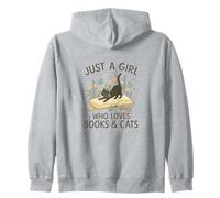 Just a Girl Who Loves Books And Cats Pastel Reading Cat Felpa con Cappuccio