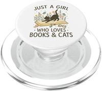Just a Girl Who Loves Books and Cats Pastel Reading Cat PopSockets PopGrip per MagSafe