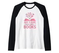Just A Girl Who Loves Books Butterfly Aesthetic Maglia con Maniche Raglan
