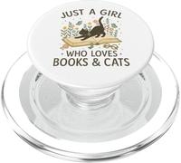 Just a Girl Who Loves Books & Cats Cute Reading Cat PopSockets PopGrip per MagSafe