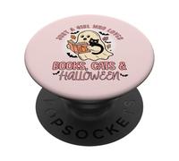 Just a Girl Who Loves Books - Maglietta di Halloween con gatti PopSockets PopGrip Adesivo