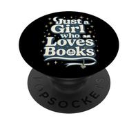 Just a Girl Who Loves Books Starry Moon Book Lover PopSockets PopGrip Adesivo
