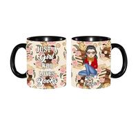 Just A Girl Who Loves Books Tazza personalizzata per amanti dei libri, 325 ml, tazza da caffè in ceramica dipinta personalizzata, regalo di Natale e compleanno per lettori di biblioteche bibliotecari