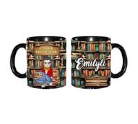 Just A Girl Who Loves Books Tazza personalizzata per amanti dei libri, 325 ml, tazza da caffè in ceramica dipinta personalizzata, regalo di Natale e compleanno per lettori di biblioteche bibliotecari
