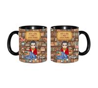 Just A Girl Who Loves Books Tazza personalizzata per amanti dei libri, 325 ml, tazza da caffè in ceramica dipinta personalizzata, regalo di Natale e compleanno per lettori di biblioteche bibliotecari