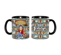 Just A Girl Who Loves Books Tazza personalizzata per amanti dei libri, 325 ml, tazza da caffè in ceramica dipinta personalizzata, regalo di Natale e compleanno per lettori di biblioteche bibliotecari