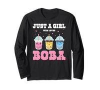 Just A Girl Who Loves Bubble Tea Boba Tea Lovers Maglia a Manica