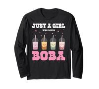 Just A Girl Who Loves Bubble Tea Boba Tea Lovers Maglia a Manica