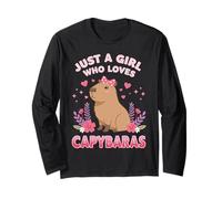 Just a Girl Who Loves Capybaras Cute Pink Bow Art Maglia a Manica