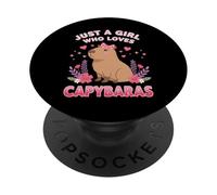 Just a Girl Who Loves Capybaras Cute Pink Bow Art PopSockets PopGrip Adesivo