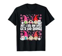 Just A Girl Who Loves Cats And Gnomes for Women Funny Saying Maglietta