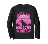 Just A Girl Who Loves Cats, Cool Cats Meme Cartoon Graphic Maglia a Manica