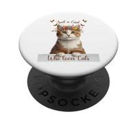 Just a Girl Who Loves Cats Cute Ginger Tabby Cat Donne Bambini PopSockets PopGrip Adesivo