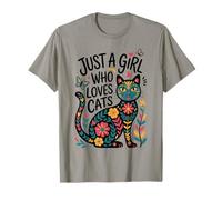 Just a Girl Who Loves Cats - Folk Art Style Kitty Maglietta