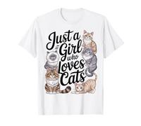 Just a Girl Who Loves Cats Kitty Gattino Gatto Mamma Ragazza Donne Maglietta