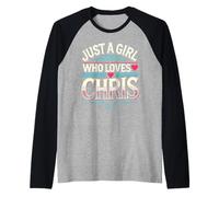 Just A Girl Who Loves Chris T-Shirt Cute Chris Maglia con Maniche Raglan