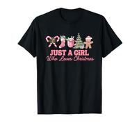 Just A Girl Who Loves Christmas Funny Family Matching Maglietta