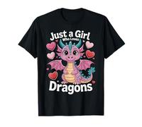 Just a Girl Who Loves Cute Dragons Fantasy Pink Dragon Lover Maglietta