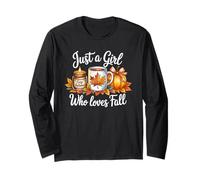 Just a Girl Who Loves Fall Cozy Autumn Pumpkin Vibes Maglia a Manica