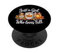 Just a Girl Who Loves Fall Cozy Autumn Pumpkin Vibes PopSockets PopGrip Adesivo