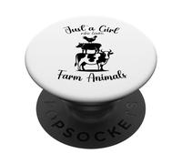 Just a Girl Who Loves Farm Animals Black Chicken Pig Mucca Kid PopSockets PopGrip Adesivo