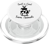 Just a Girl Who Loves Farm Animals Black Chicken Pig Mucca Kid PopSockets PopGrip per MagSafe