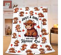 Just a Girl Who Loves Highland Cow, coperta in flanella di flanella, accogliente coperta in pile per animali da letto, coperta decorativa, regalo per amanti, adolescenti, ragazzi, adulti, donne,
