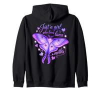 Just A Girl Who Loves Luna Moths Bella Farfalla Viola Felpa con Cappuccio