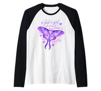Just A Girl Who Loves Luna Moths Bella Farfalla Viola Maglia con Maniche Raglan
