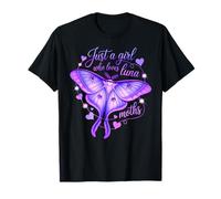 Just A Girl Who Loves Luna Moths Bella Farfalla Viola Maglietta