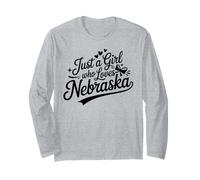 Just A Girl Who Loves Nebraska, Women's Girls Cute Nebraska Maglia a Manica