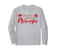 Just A Girl Who Loves Nebraska, Women's Girls Cute Nebraska Maglia a Manica